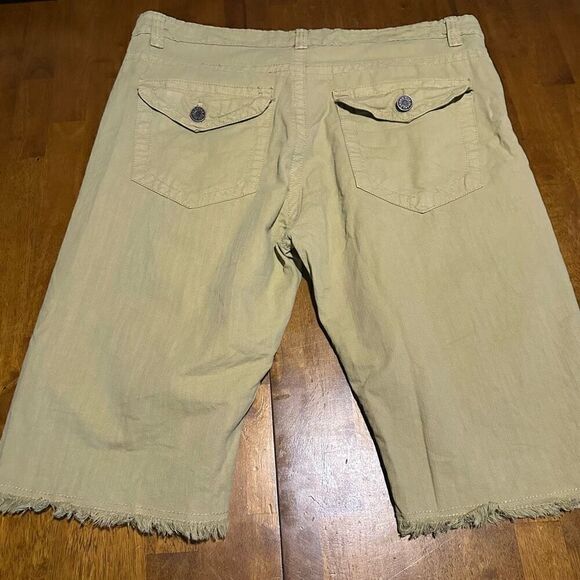 Vintage Smoke Rise Shorts Mens 36 Khaki Distressed Denim Jean Jorts Y2K - Picture 4 of 8